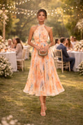 Vestido Midi Cuello Halter Estampado Floral