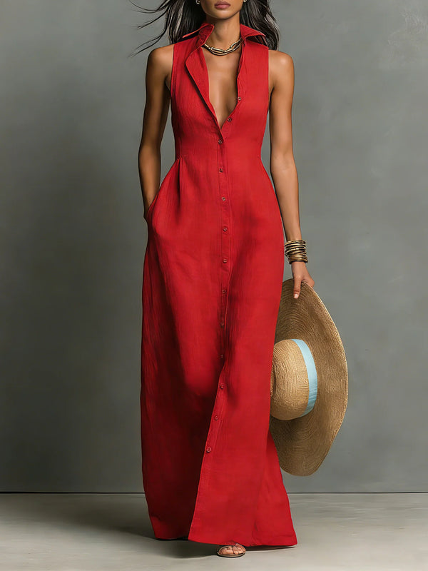 Vestido Camisero Largo Botones