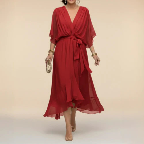 Vestido con escote en V.