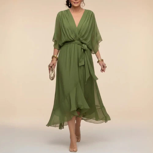 Vestido con escote en V.