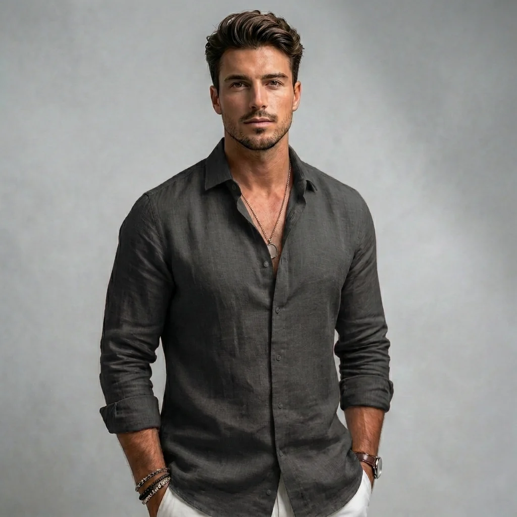 Camisa casual de lino premium para hombre