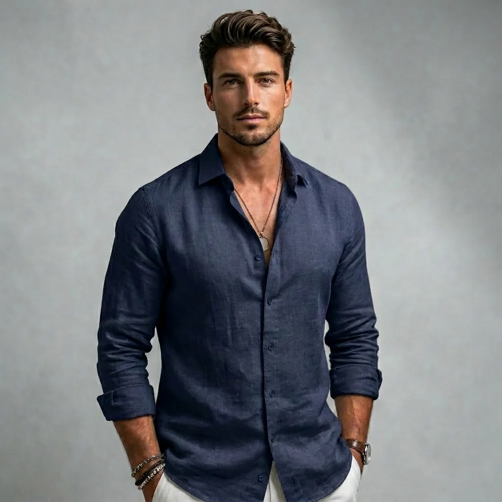 Camisa casual de lino premium para hombre