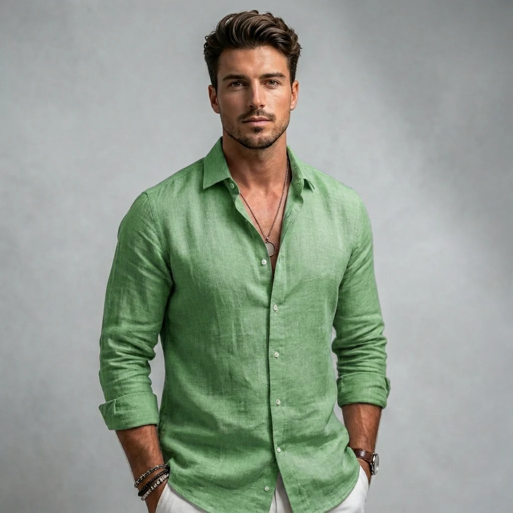 Camisa casual de lino premium para hombre