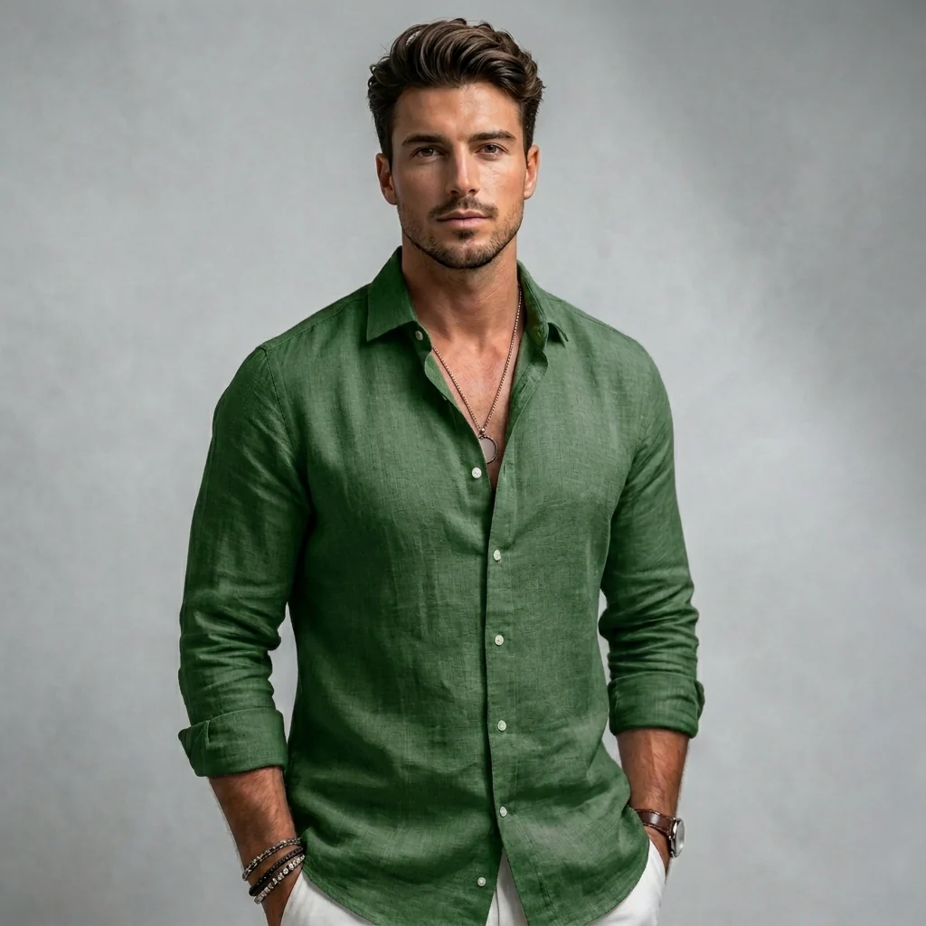 Camisa casual de lino premium para hombre